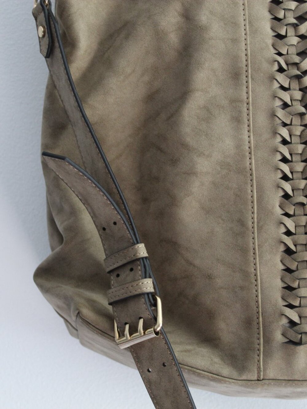 Violet Ray NYC Taupe Brown Woven Studded Shoulder Bag / Crossbody Purse